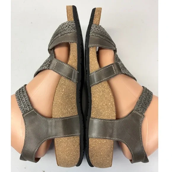 Taos Trulie Sandals Womens 10-10.5 EU 41 Dark Grey Leather Arch Support Cork - Picture 5 of 8